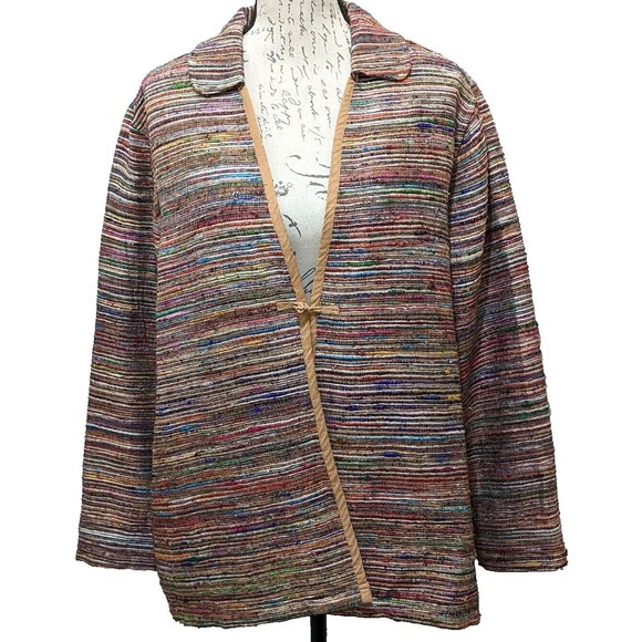 Isabella Bird Jackets & Blazers - Isabella Bird Jacket XL 70% Silk  Textured Colorful Stripe VTG?